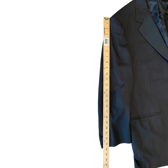 CANALI Men's Black Pinstripe 100% Wool Tuxedo Blazer in 54R - Picture 5 of 13